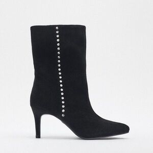 Studded Suede Heeled Ankle Boot Zara Size 9 NWT